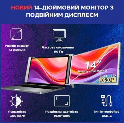 Портативний 14-дюймовий монітор з подвійним дисплеєм 2070945478 фото